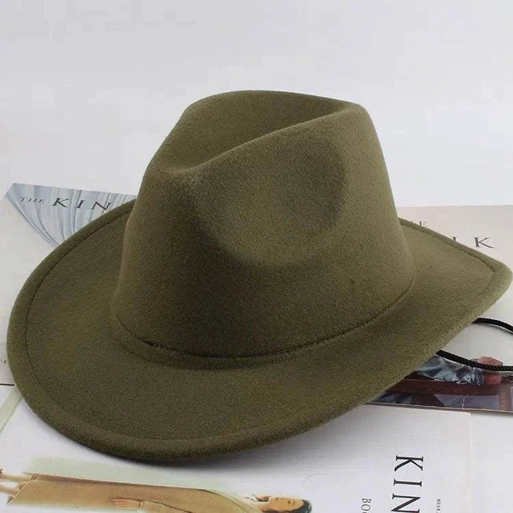Unisex Spring & Summer Wool Cowboy Jazz Hat – Roll - Up Brim Sunshade Style for Men & Women - Glow Goddess