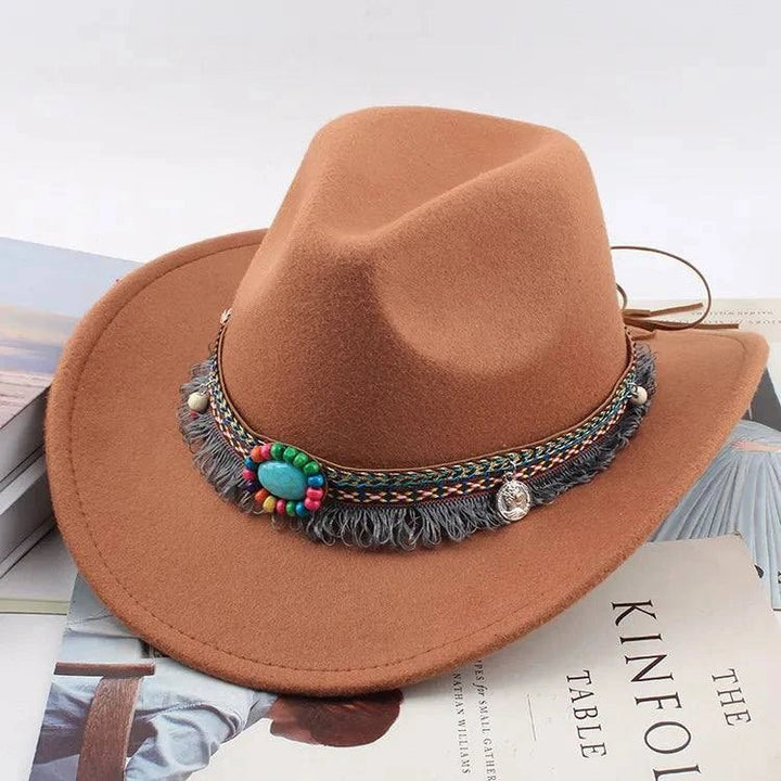Unisex Spring & Summer Wool Cowboy Jazz Hat – Roll - Up Brim Sunshade Style for Men & Women - Glow Goddess