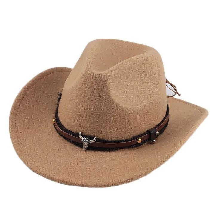 Unisex Spring & Summer Wool Cowboy Jazz Hat – Roll - Up Brim Sunshade Style for Men & Women - Glow Goddess