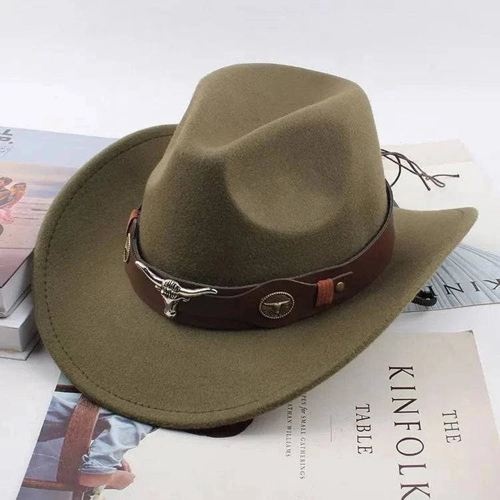 Unisex Spring & Summer Wool Cowboy Jazz Hat – Roll - Up Brim Sunshade Style for Men & Women - Glow Goddess