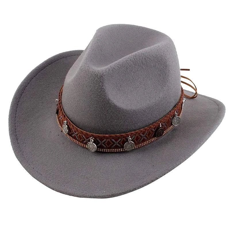 Unisex Spring & Summer Wool Cowboy Jazz Hat – Roll - Up Brim Sunshade Style for Men & Women - Glow Goddess