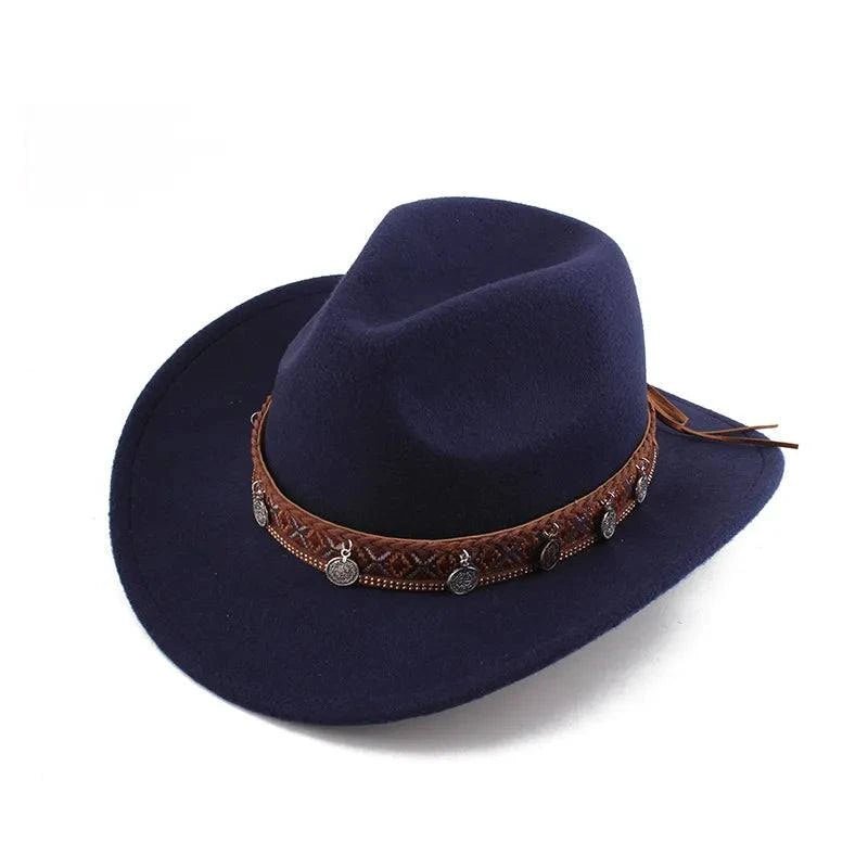 Unisex Spring & Summer Wool Cowboy Jazz Hat – Roll - Up Brim Sunshade Style for Men & Women - Glow Goddess