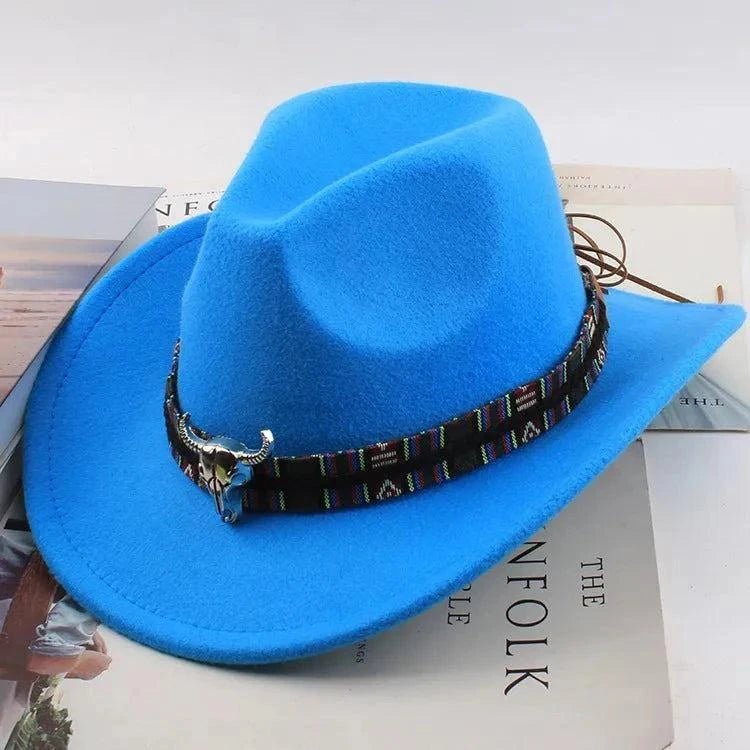 Unisex Spring & Summer Wool Cowboy Jazz Hat – Roll - Up Brim Sunshade Style for Men & Women - Glow Goddess