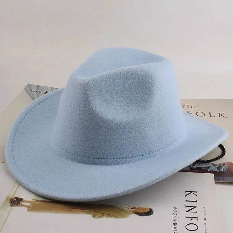 Unisex Spring & Summer Wool Cowboy Jazz Hat – Roll - Up Brim Sunshade Style for Men & Women - Glow Goddess