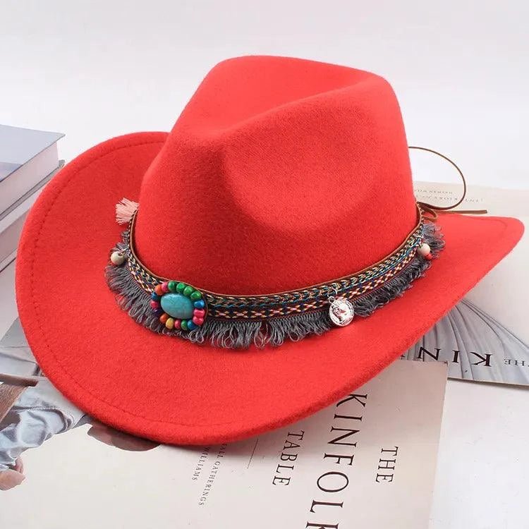 Unisex Spring & Summer Wool Cowboy Jazz Hat – Roll - Up Brim Sunshade Style for Men & Women - Glow Goddess