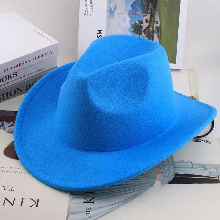 Unisex Spring & Summer Wool Cowboy Jazz Hat – Roll - Up Brim Sunshade Style for Men & Women - Glow Goddess