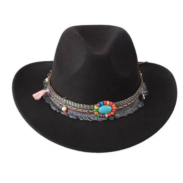 Unisex Spring & Summer Wool Cowboy Jazz Hat – Roll - Up Brim Sunshade Style for Men & Women - Glow Goddess
