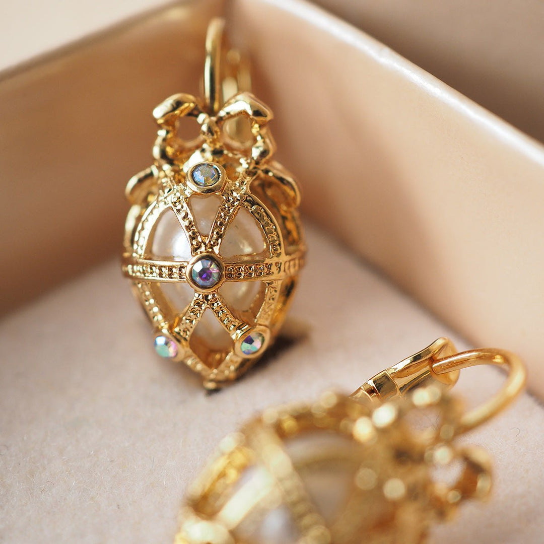 Vintage Bow Pendant Pearl Earrings Hollow Out - Glow Goddess