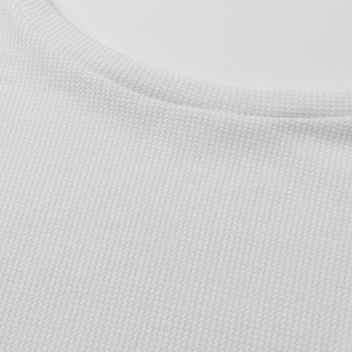 White Two Piece Romper set for women, elegant spring loose outfit with matching top and shorts, red accents.