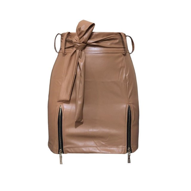 Women Bandage PU Leather Skirt Ladies Short Mini Skirts - Glow Goddess