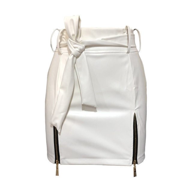 Women Bandage PU Leather Skirt Ladies Short Mini Skirts - Glow Goddess