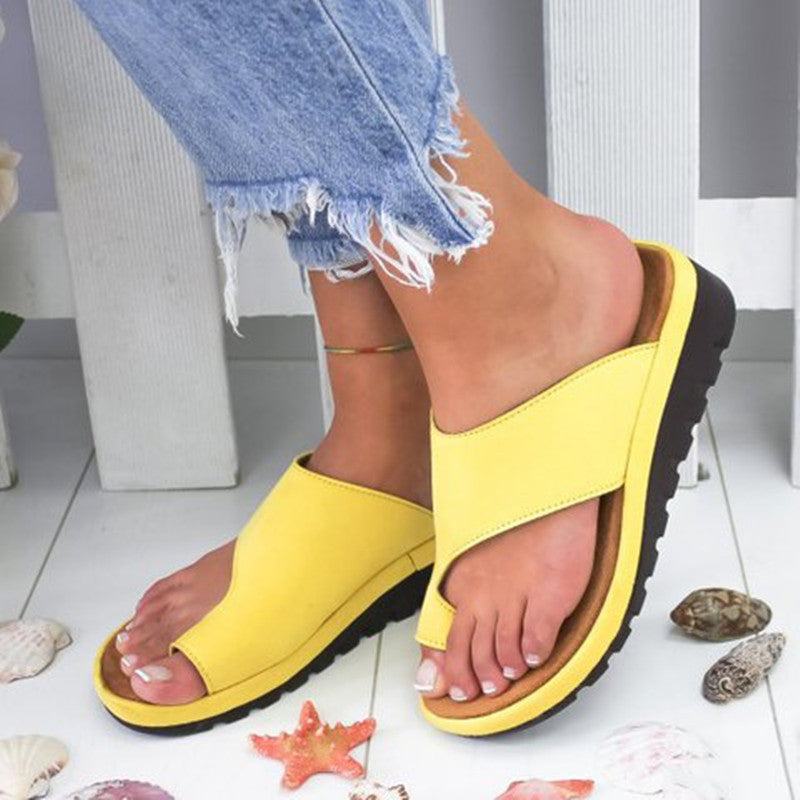 Women Slippers Flat Sole Casual Soft Big Toe Foot Sandal - Glow Goddess