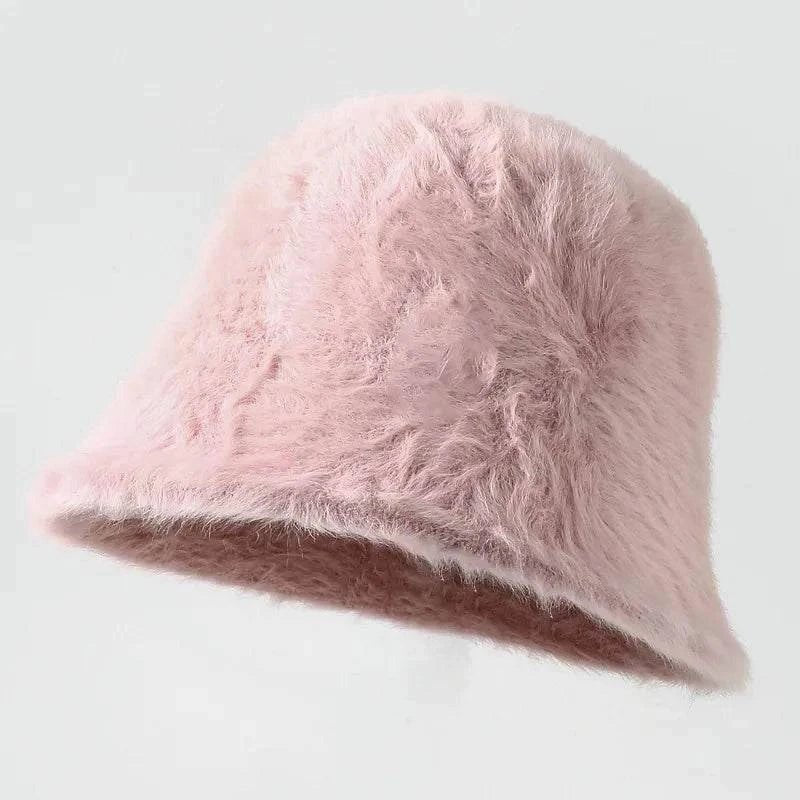 Women's Autumn Winter Rabbit Plush Bucket Hat | Warm & Trendy - Glow Goddess