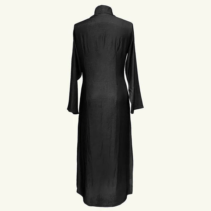 Women's Casual Denim Maxi Dress – Long Sleeve Button - Down Jean Dress with Pockets - Glow Goddess