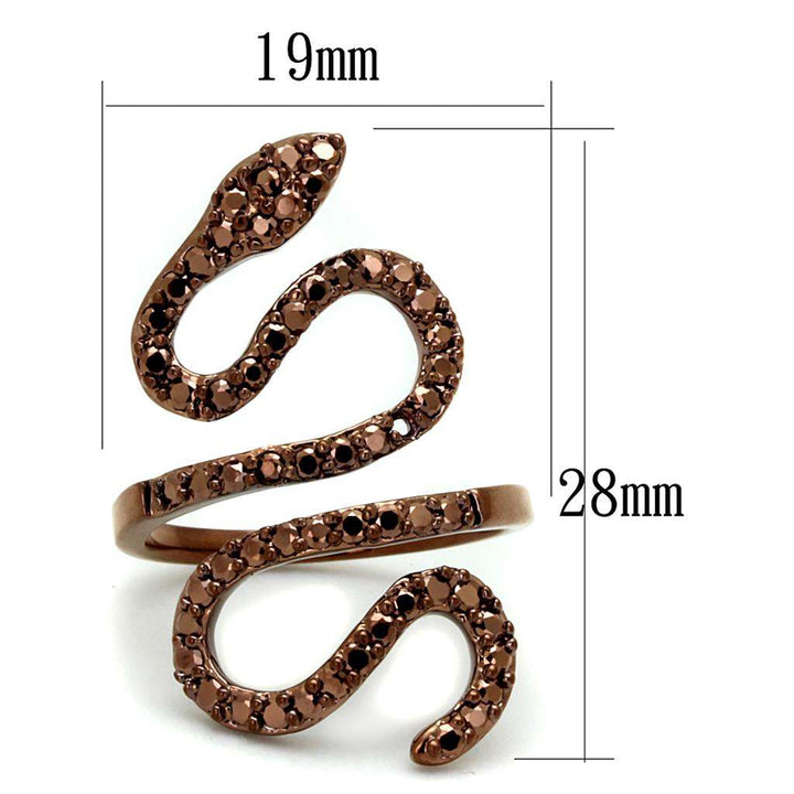 Women's IP Coffee Light Brass Ring with AAA Grade Light Coffee CZ – Elegant Statement Jewelry - Glow Goddess