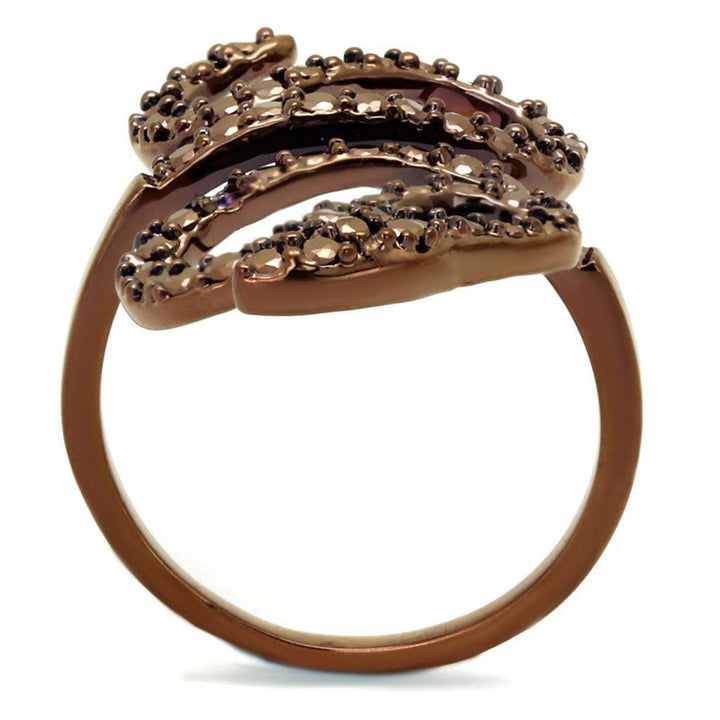 Women's IP Coffee Light Brass Ring with AAA Grade Light Coffee CZ – Elegant Statement Jewelry - Glow Goddess