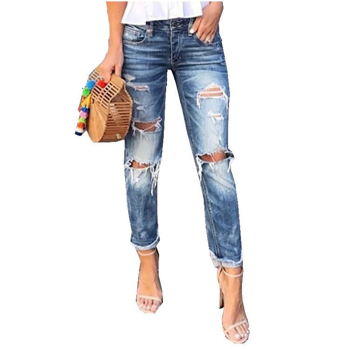 Women's Jeans Ripped Washed Slimming - Glow Goddess