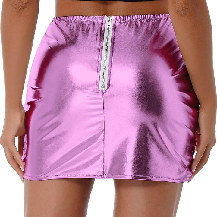 Metallic Shiny Mini Skirt in A-line cut, warm fabric, perfect for winter outfits