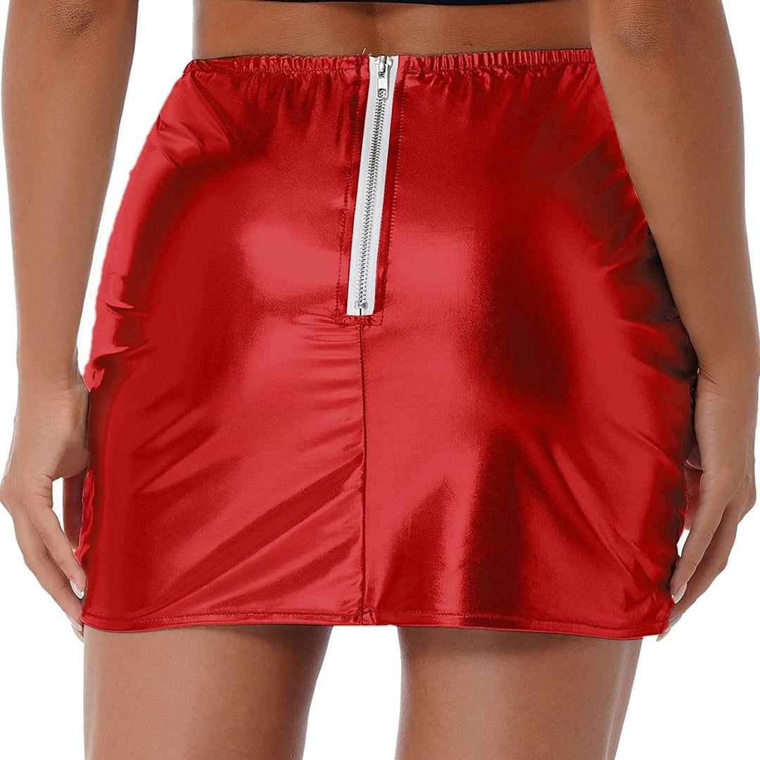 Metallic Shiny Mini Skirt in A-line cut, warm fabric, perfect for winter outfits