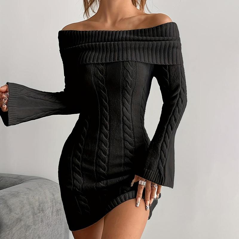 Women’s Off - Shoulder Bodycon Mini Dress – Long Sleeve Night Out Dress - Glow Goddess