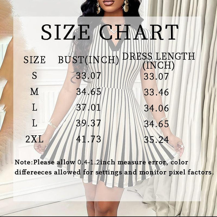Women’s striped polo dress with V-neck, short sleeves, and flattering A-line silhouette