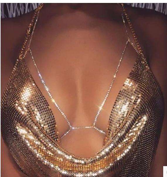 Women's Rhinestone Body Jewelry Necklace - Glow Goddess