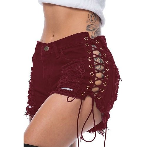 Women’s Ripped Denim Shorts – High - Waist Cotton Summer Jean Shorts - Glow Goddess