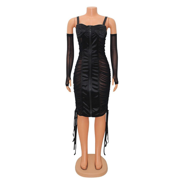 Women's Skinny Mesh Sheer Sling Dress - Glow Goddess