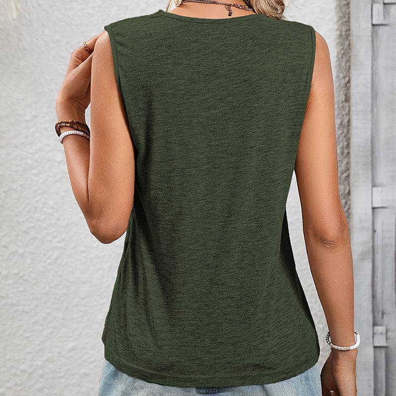 Women's Sleeveless V - Neck Tunic Top – Loose Fit Summer Casual Blouse Shirt - Glow Goddess