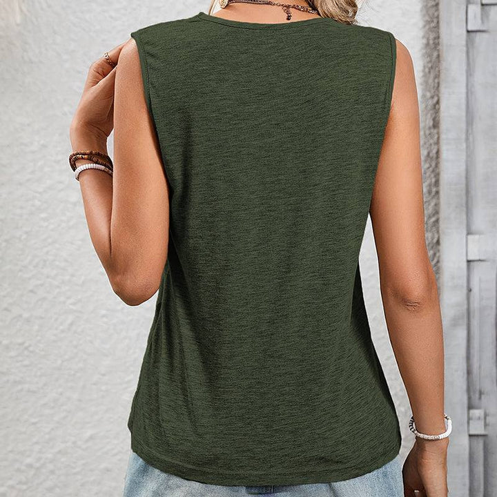 Women's Sleeveless V - Neck Tunic Top – Loose Fit Summer Casual Blouse Shirt - Glow Goddess