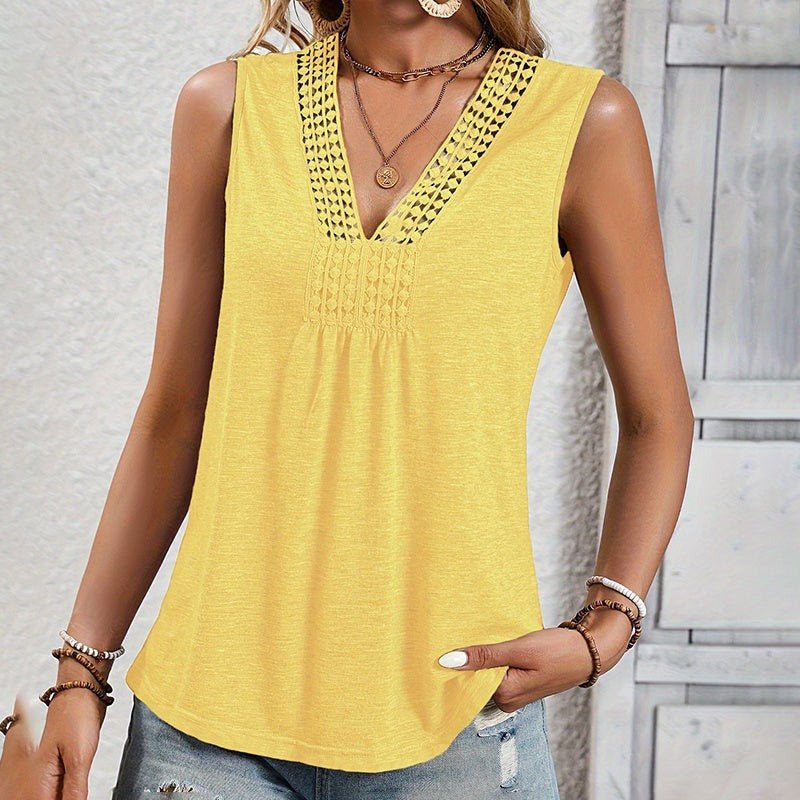 Women's Sleeveless V - Neck Tunic Top – Loose Fit Summer Casual Blouse Shirt - Glow Goddess