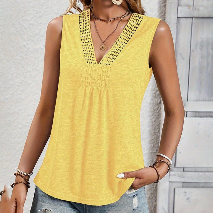 Women's Sleeveless V - Neck Tunic Top – Loose Fit Summer Casual Blouse Shirt - Glow Goddess