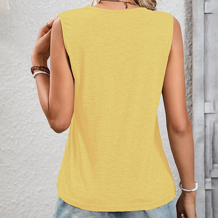 Women's Sleeveless V - Neck Tunic Top – Loose Fit Summer Casual Blouse Shirt - Glow Goddess