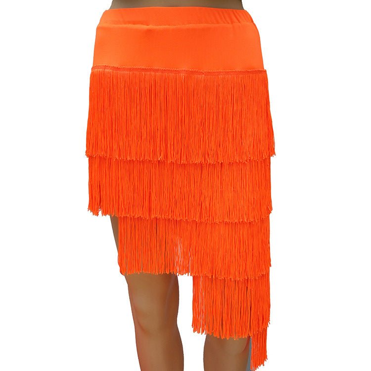 Women's Solid Color Irregular Fringe Skirt - Glow Goddess