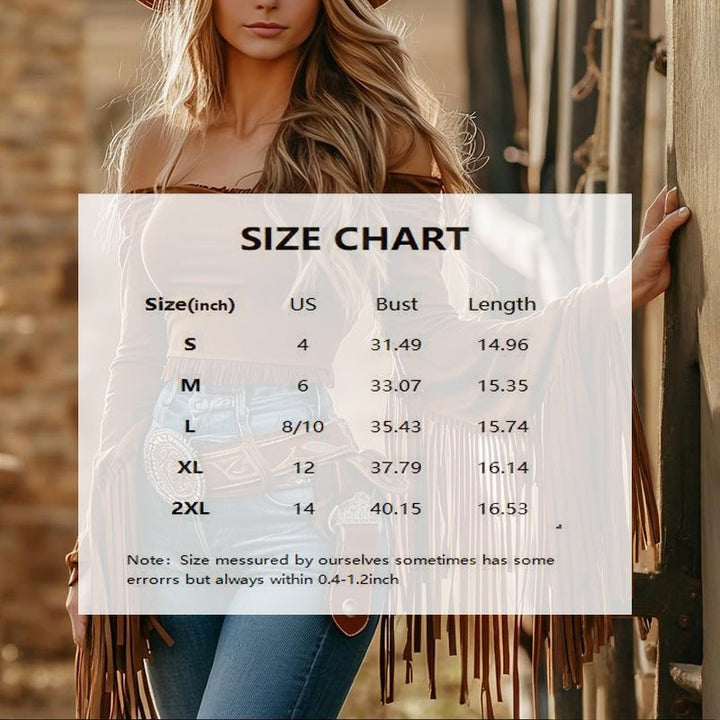 Women's Solid Color Western Cowgirl Style Off - Shoulder Fringe Top - Sexy Slim Fitted Long Sleeve Tassel Blouse - Glow Goddess