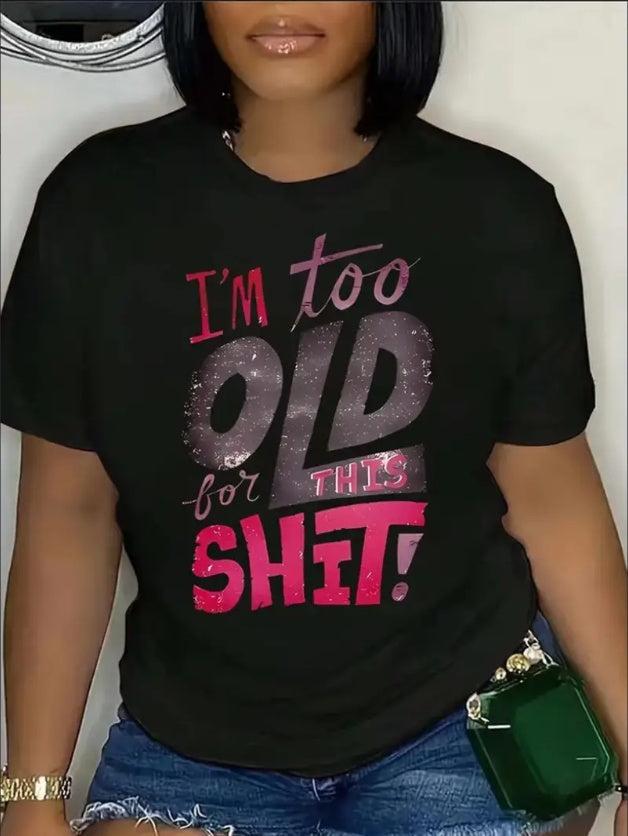 Women's Vintage Graphic T-Shirt – Short Sleeve Round Neck Tee with OLD Text Print - Glow Goddess