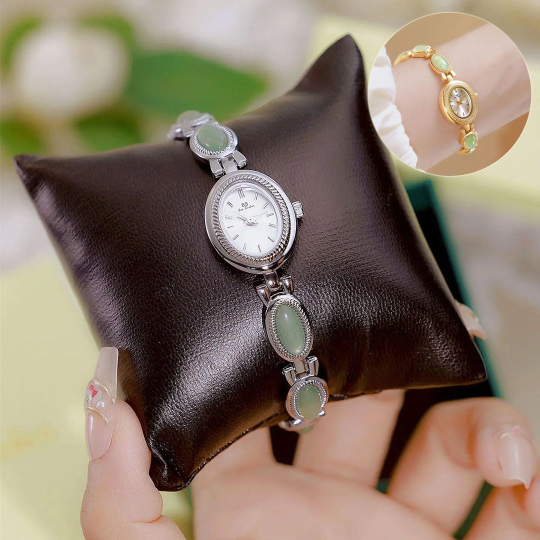 Women's Watch Ladies Bracelet Luxury Brand Waterproof Retro Natural Dongling Stone Hetian Jade Advanced Chain Watches Gift - Glow Goddess