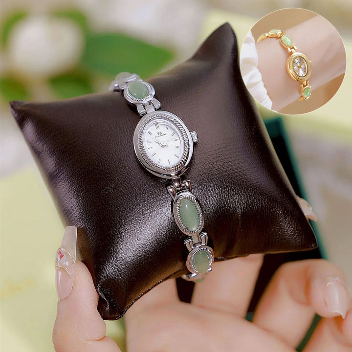 Women's Watch Ladies Bracelet Luxury Brand Waterproof Retro Natural Dongling Stone Hetian Jade Advanced Chain Watches Gift - Glow Goddess
