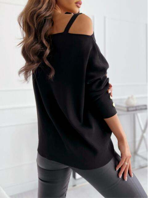 Women’s asymmetrical buttoned top with modern neckline design, stylish blouse for casual or office wear