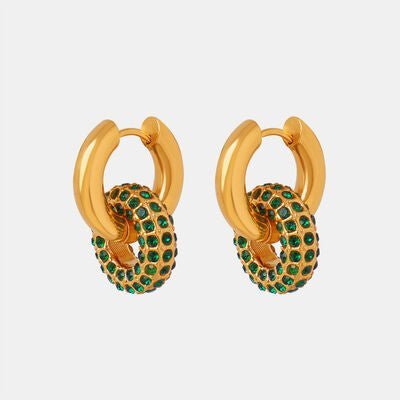 Titanium Steel Inlaid Zircon Double - Hoop Earrings - Glow Goddess